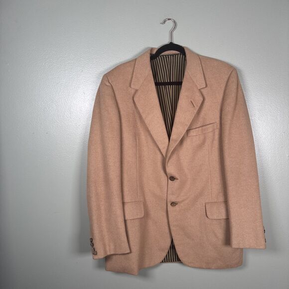 Vtg Old Money Tan Camel Hair Blazer Oxford Clothes Harry Holland Sz 42 Onwentzia - Picture 1 of 16